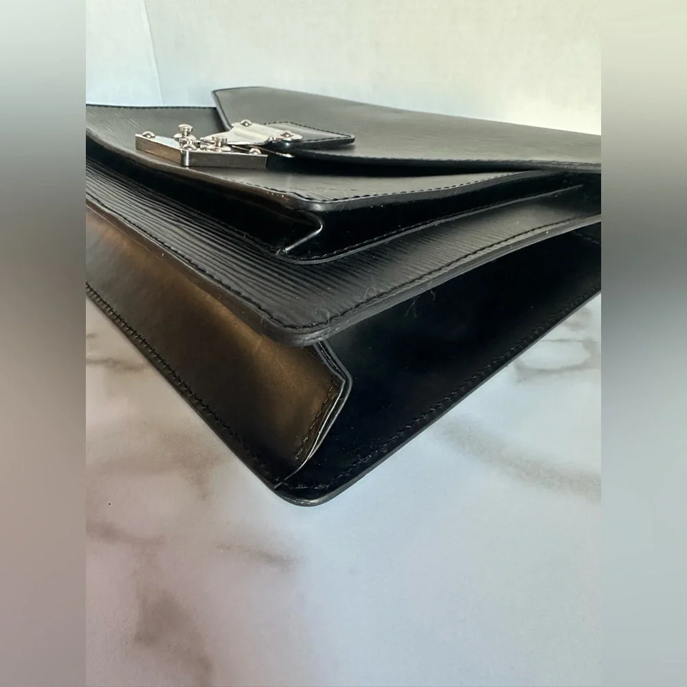 Authentic LOUIS VUITTON black Epi Monceau 28 Hand Bag 2way
